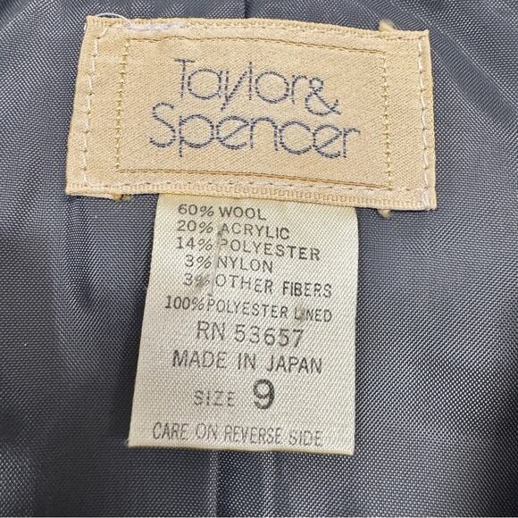 Vintage Taylor & Spenser Grey Wool Fitted Blazer Jacket Womens 9 Preppy Career - Picture 4 of 9